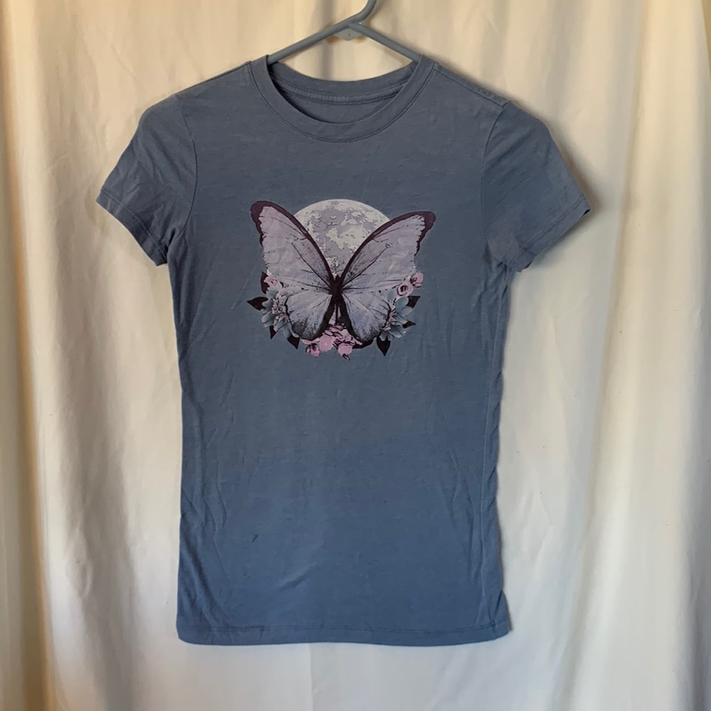 Aeropostale classic crew juniors XS butterfly tank top light blue